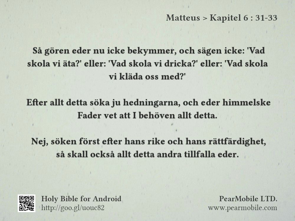 Matteus, Kapitel 6:31-33